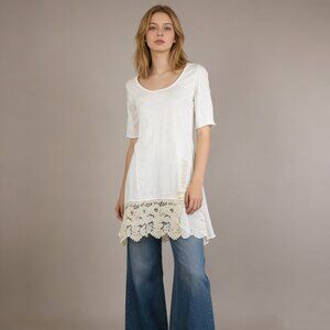 NWOT Johnny Was 4 Love And Liberty Crochet Lace Hoodie Tee Tunic Top Dress S